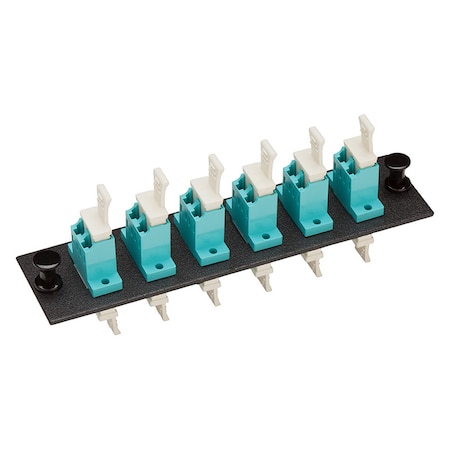 Allen Tel Fiber Optic Loaded Mounting Panel With 6 LC Duplex Multimode Adapters GBLC-6MMDU-AQUA